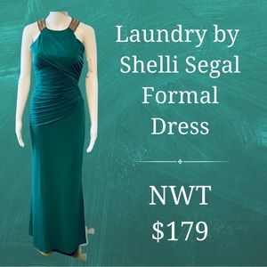 Laundry by Shelli Segal Green Beaded Formal Gown